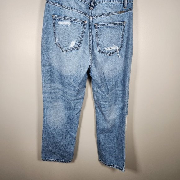 Kancan Pants Womens 7 / 27 Denim Jeans Distressed Bobbie High Rise Straight Crop - Picture 10 of 15